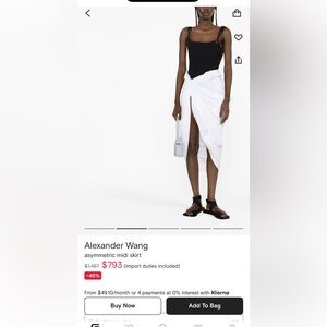 Alexander Wang White Asymmetric Skirt